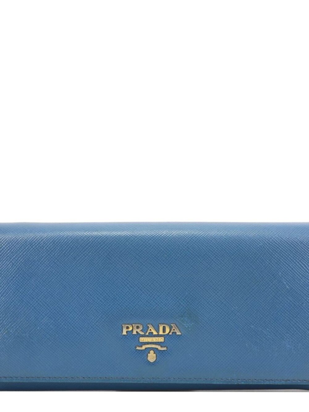 Prada Continental Flap Saffiano Leather Wallet Blue